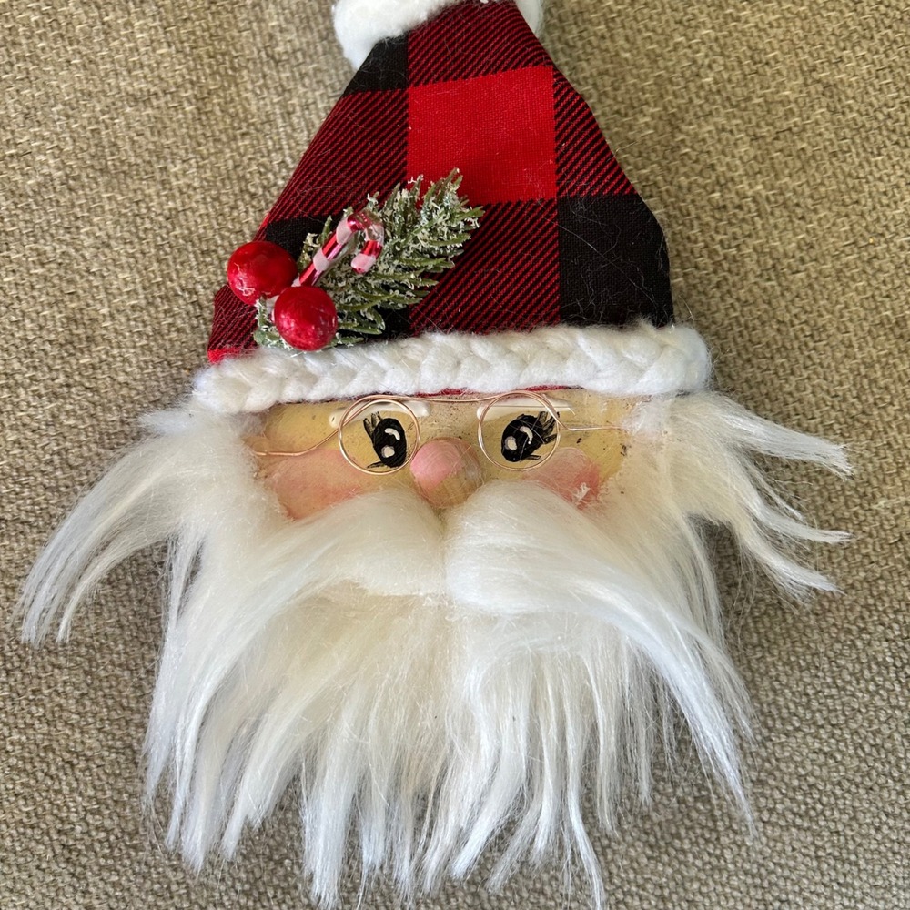 Santa Clause ornament handmade wooden Christmas -one of a kind 3.5"x 6